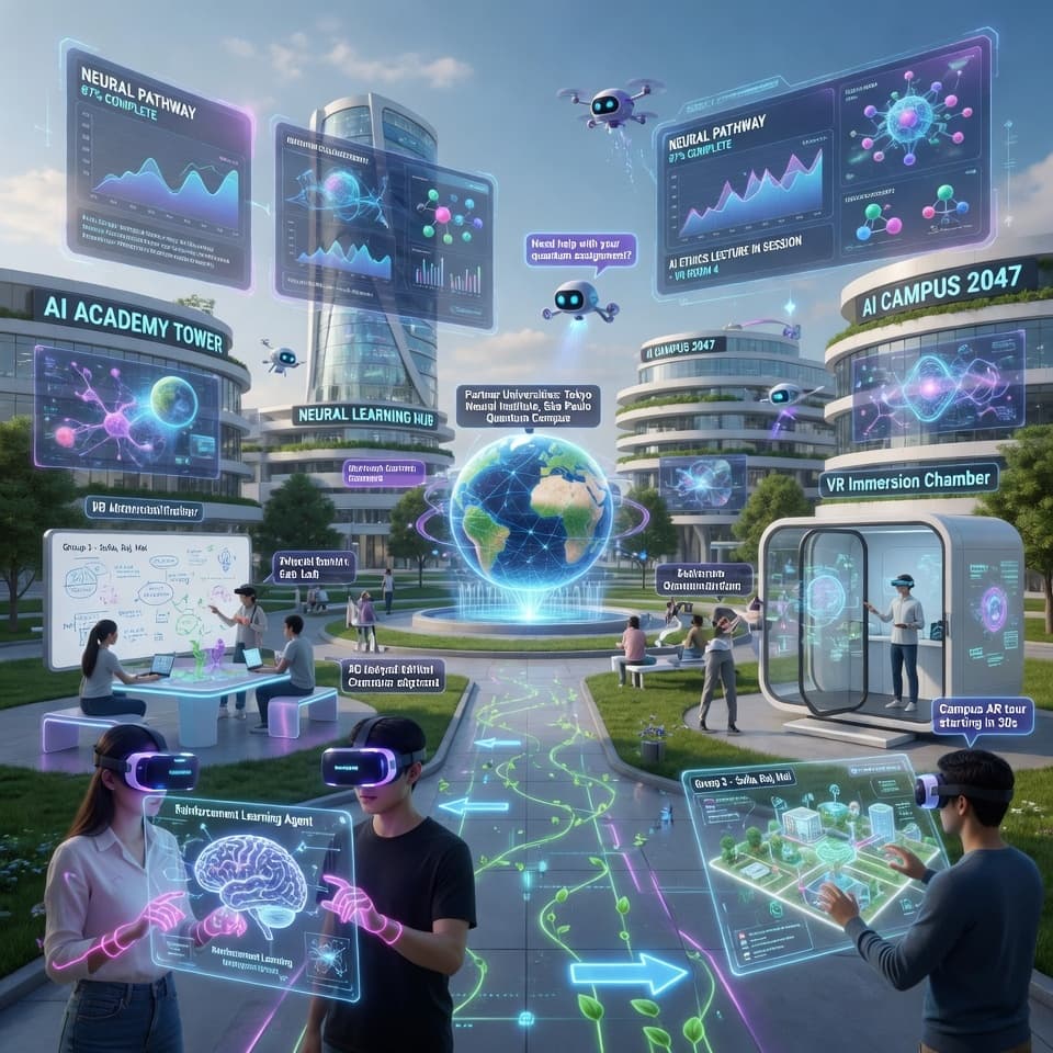 Students using AI Campus for immersive and adaptive learning